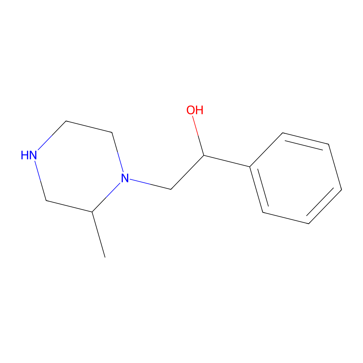 2-(2-Methylpiperazin-1-yl)-1-phenylethan-1-ol molecular structure, CAS 1249893-43-3