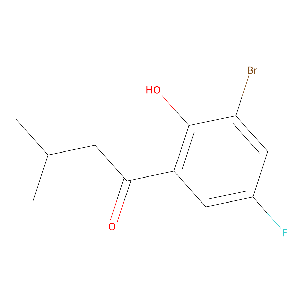 1-(3-Bromo-5-fluoro-2-hydroxyphenyl)-3-methylbutan-1-one molecular structure, CAS 1249893-61-5