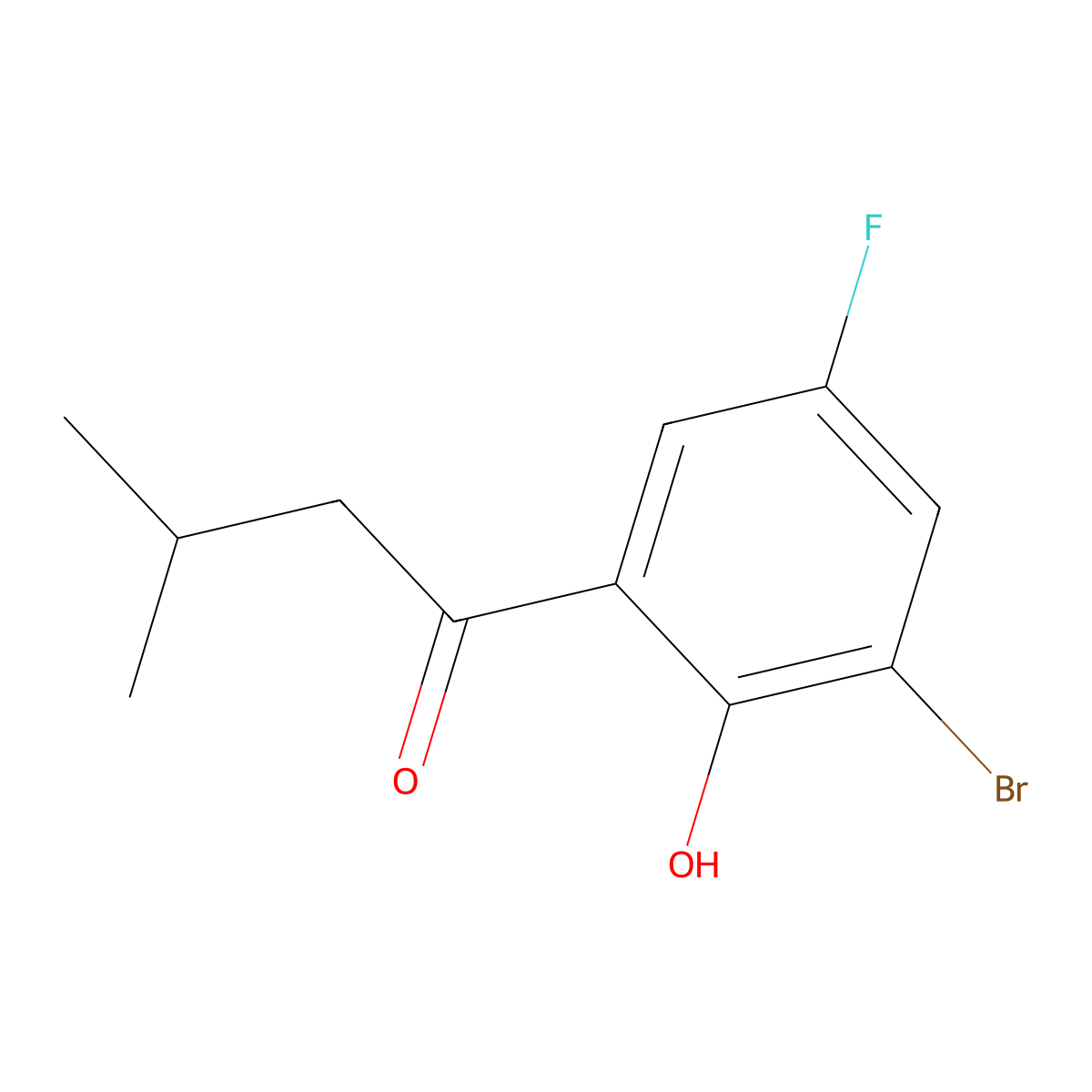 1-(3-Bromo-5-fluoro-2-hydroxyphenyl)-3-methylbutan-1-one molecular structure, CAS 1249893-61-5