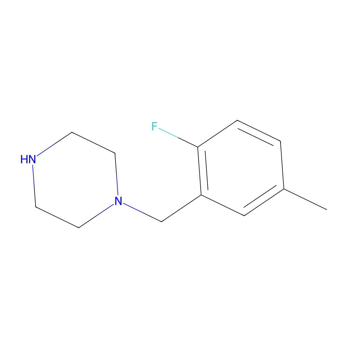 1-(2-Fluoro-5-methylbenzyl)piperazine molecular structure, CAS 1249896-53-4