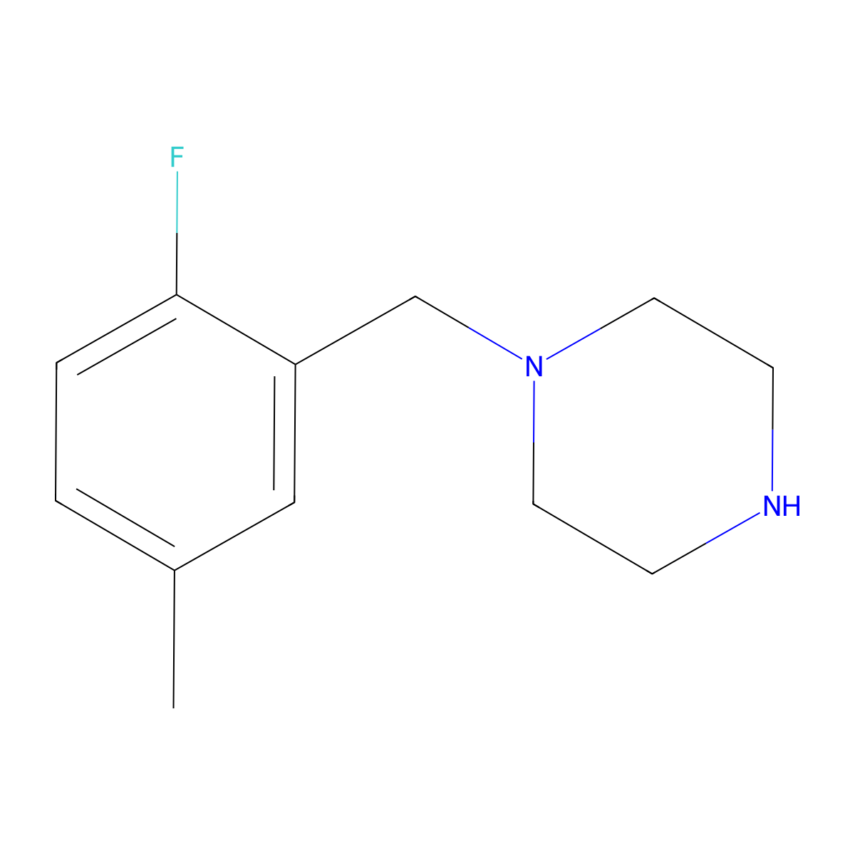 1-(2-Fluoro-5-methylbenzyl)piperazine molecular structure, CAS 1249896-53-4