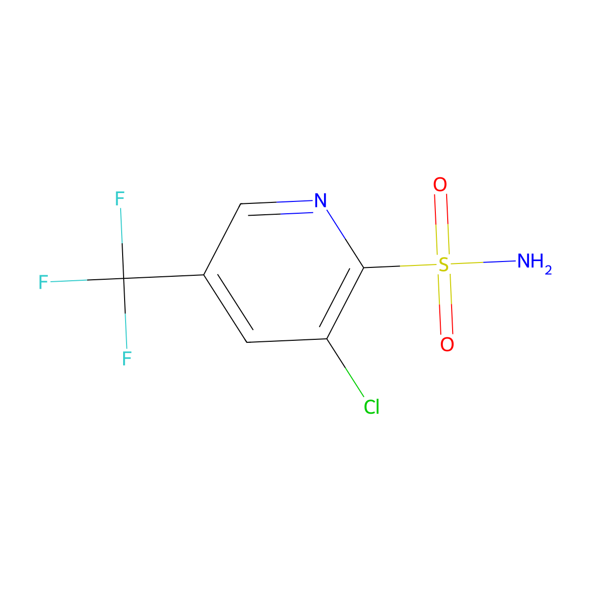 3-Chloro-5-(trifluoromethyl)pyridine-2-sulfonamide molecular structure, CAS 1249907-95-6