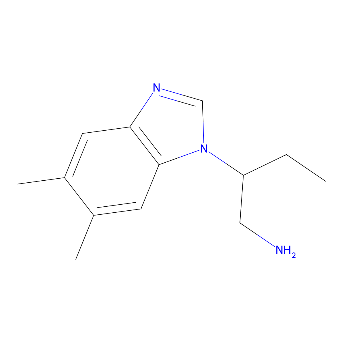 2-(5,6-dimethyl-1H-1,3-benzodiazol-1-yl)butan-1-amine molecular structure, CAS 1249911-79-2