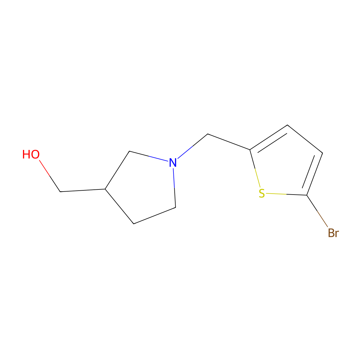 {1-[(5-Bromothiophen-2-yl)methyl]pyrrolidin-3-yl}methanol molecular structure, CAS 1249912-83-1