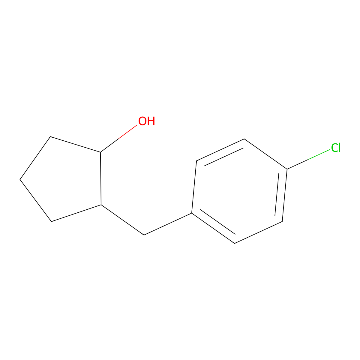 2-[(4-Chlorophenyl)methyl]cyclopentan-1-ol molecular structure, CAS 1249914-12-2
