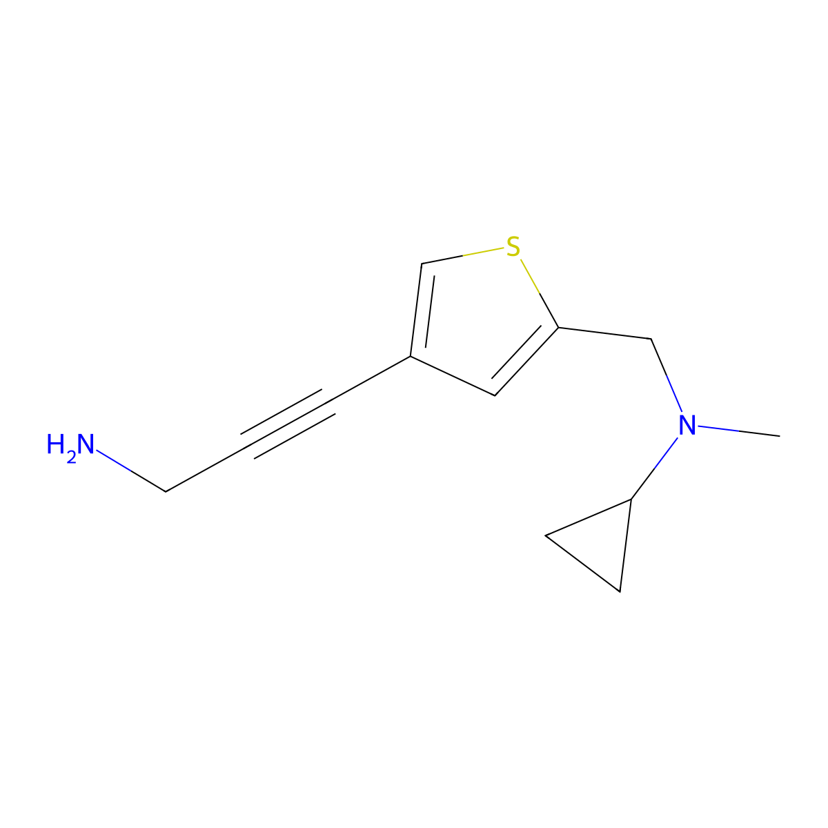 n-((4-(3-Aminoprop-1-yn-1-yl)thiophen-2-yl)methyl)-N-methylcyclopropanamine molecular structure, CAS 1249916-41-3