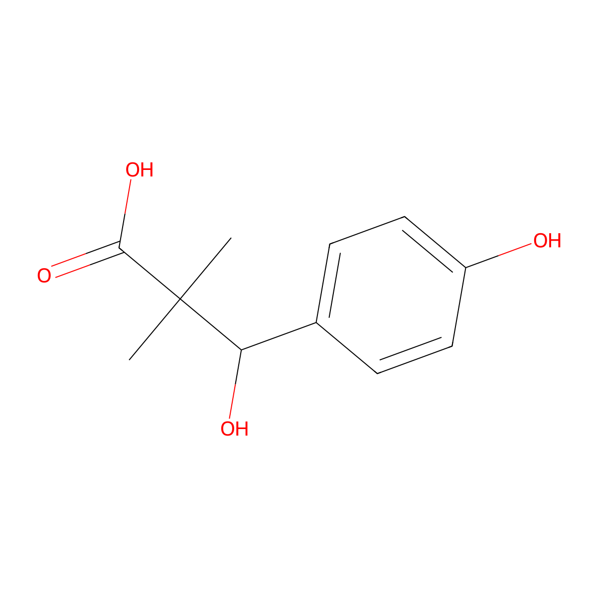 3-Hydroxy-3-(4-hydroxyphenyl)-2,2-dimethylpropanoic acid molecular structure, CAS 1249919-66-1