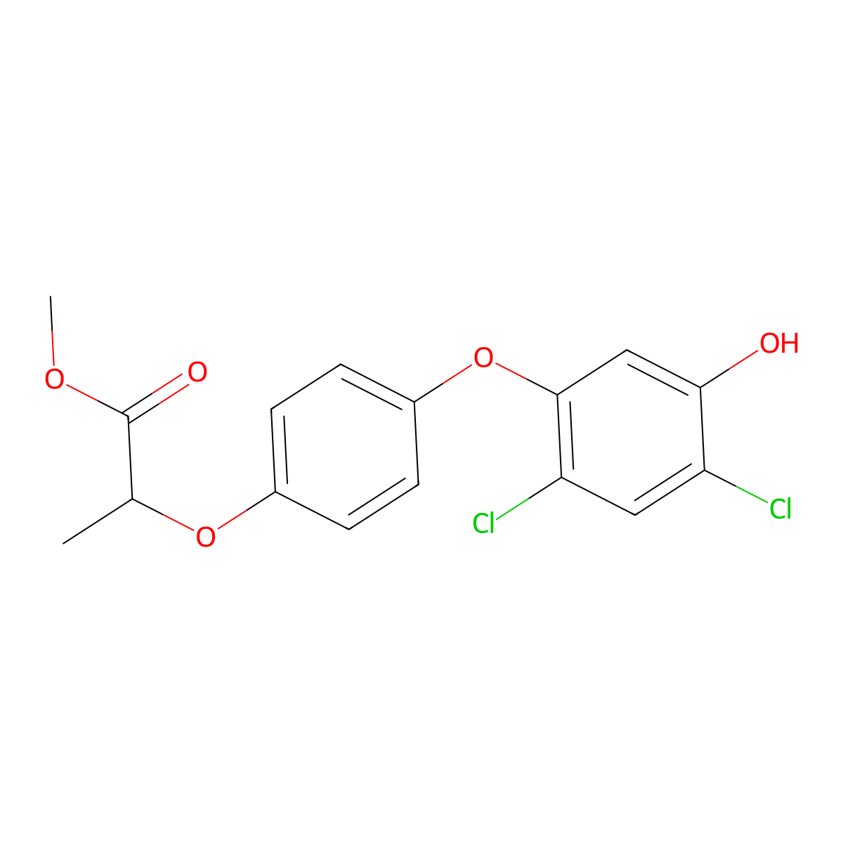 Methyl 2-[4-(2,4-dichloro-5-hydroxyphenoxy)phenoxy]propanoate molecular structure, CAS 124992-48-9