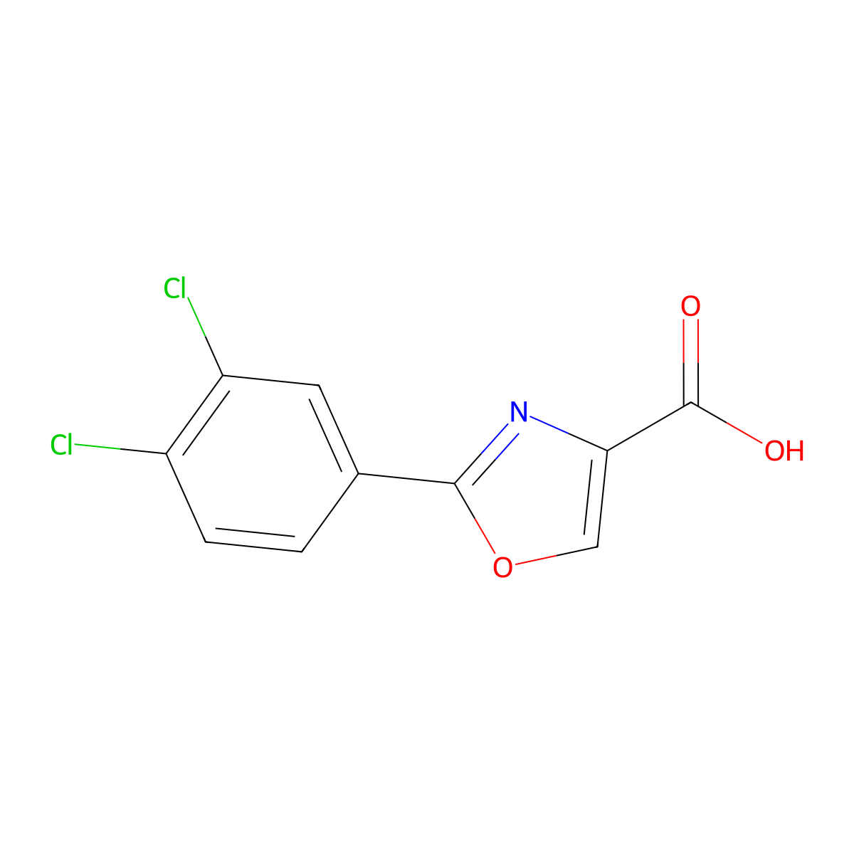 2-(3,4-Dichlorophenyl)-1,3-oxazole-4-carboxylic acid molecular structure, CAS 1249920-40-8