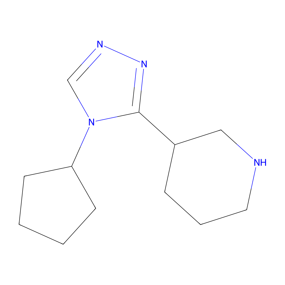 3-(4-cyclopentyl-4H-1,2,4-triazol-3-yl)piperidine molecular structure, CAS 1249921-34-3