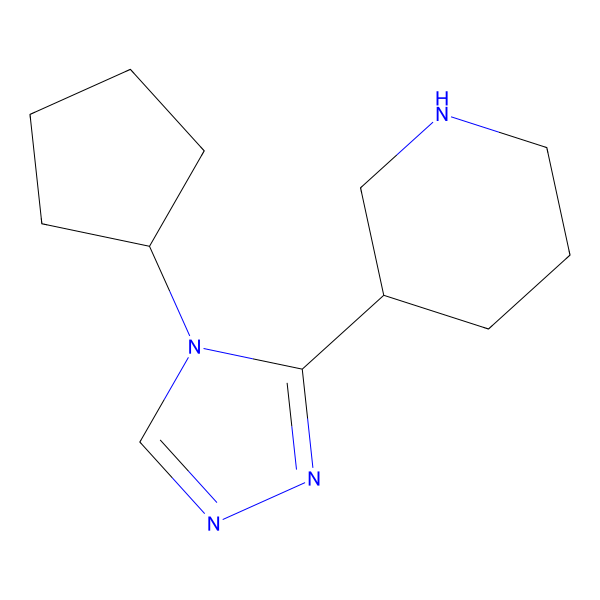 3-(4-cyclopentyl-4H-1,2,4-triazol-3-yl)piperidine molecular structure, CAS 1249921-34-3