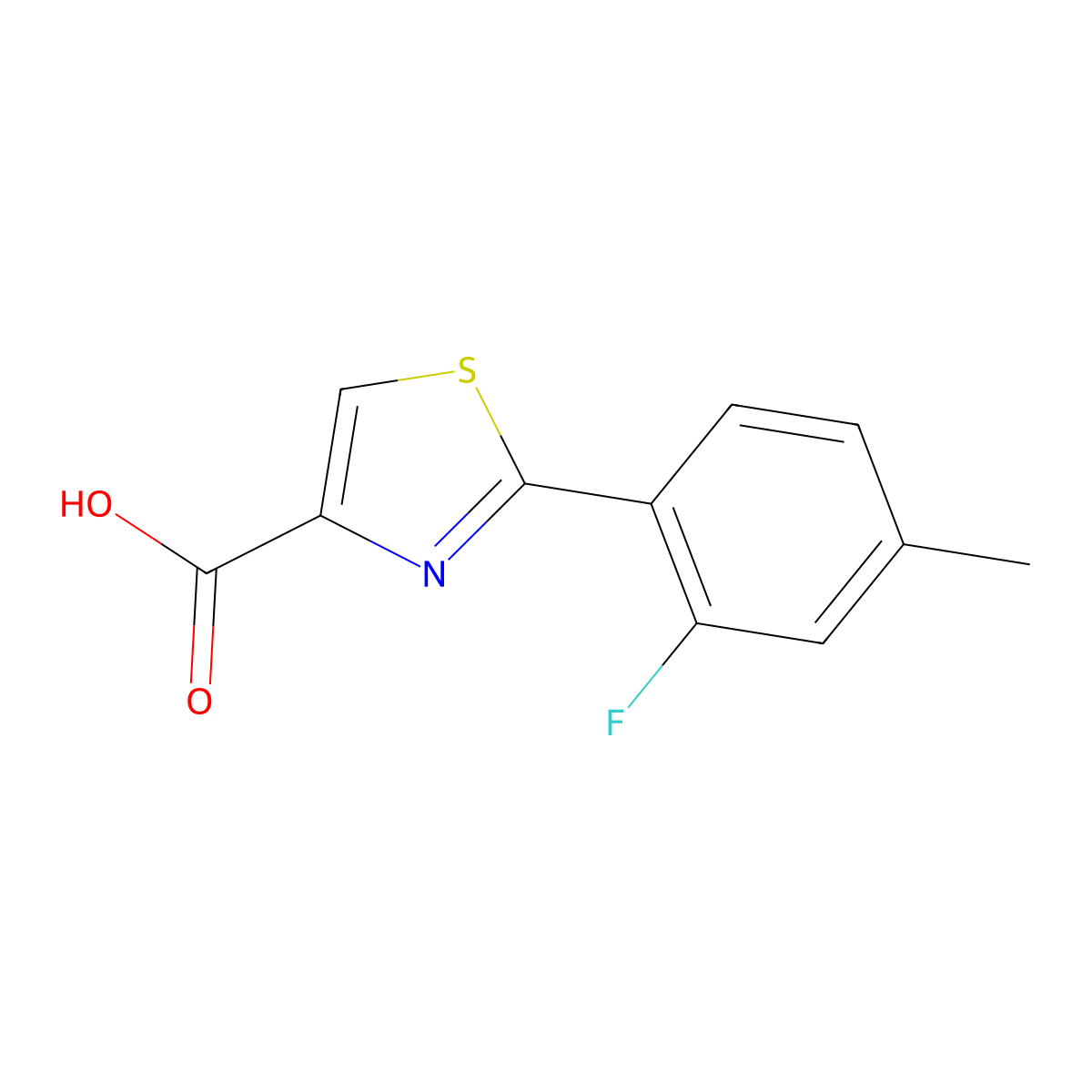 2-(2-Fluoro-4-methylphenyl)thiazole-4-carboxylic acid molecular structure, CAS 1249923-53-2