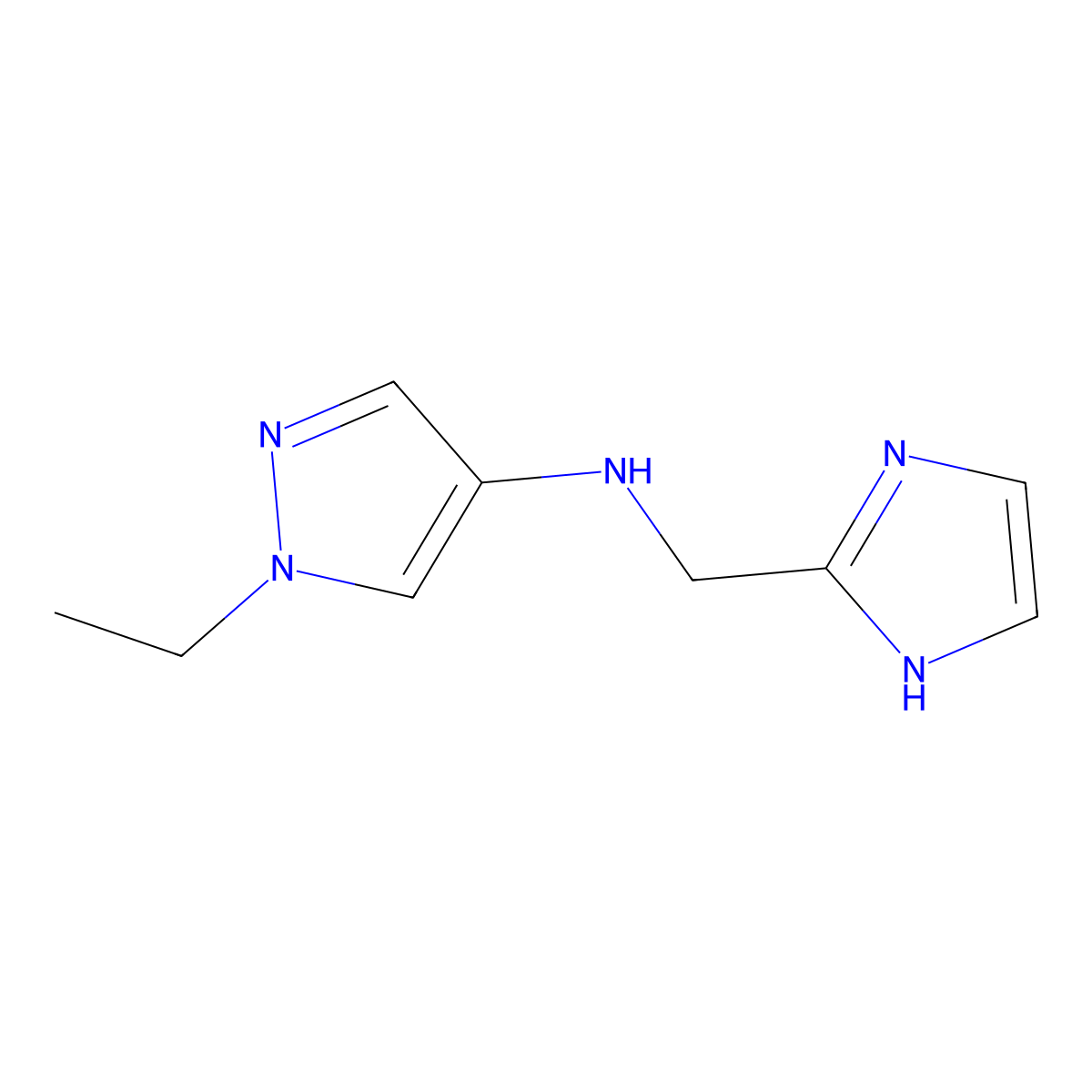 1-ethyl-N-[(1H-imidazol-2-yl)methyl]-1H-pyrazol-4-amine molecular structure, CAS 1249923-54-3