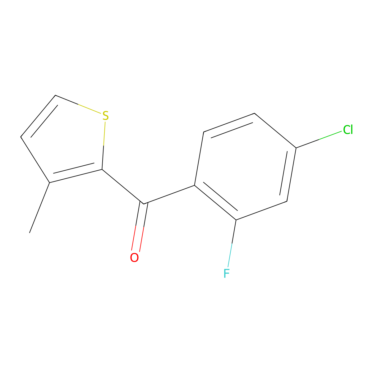 (4-Chloro-2-fluorophenyl)(3-methylthiophen-2-yl)methanone molecular structure, CAS 1249924-08-0