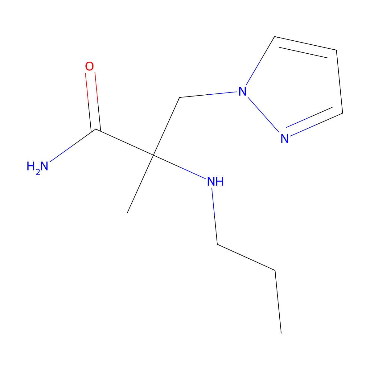 2-Methyl-2-(propylamino)-3-(1h-pyrazol-1-yl)propanamide molecular structure, CAS 1249924-42-2