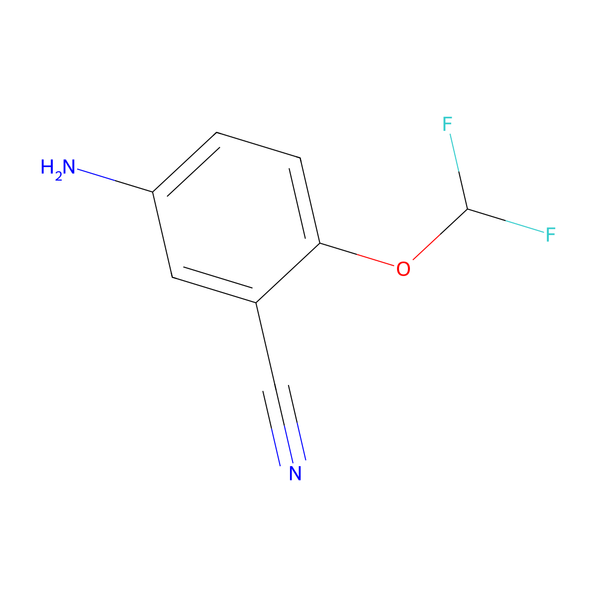 5-Amino-2-(difluoromethoxy)benzonitrile molecular structure, CAS 1249925-18-5