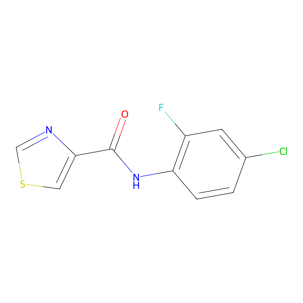 N-(4-chloro-2-fluorophenyl)-1,3-thiazole-4-carboxamide molecular structure, CAS 1249925-97-0