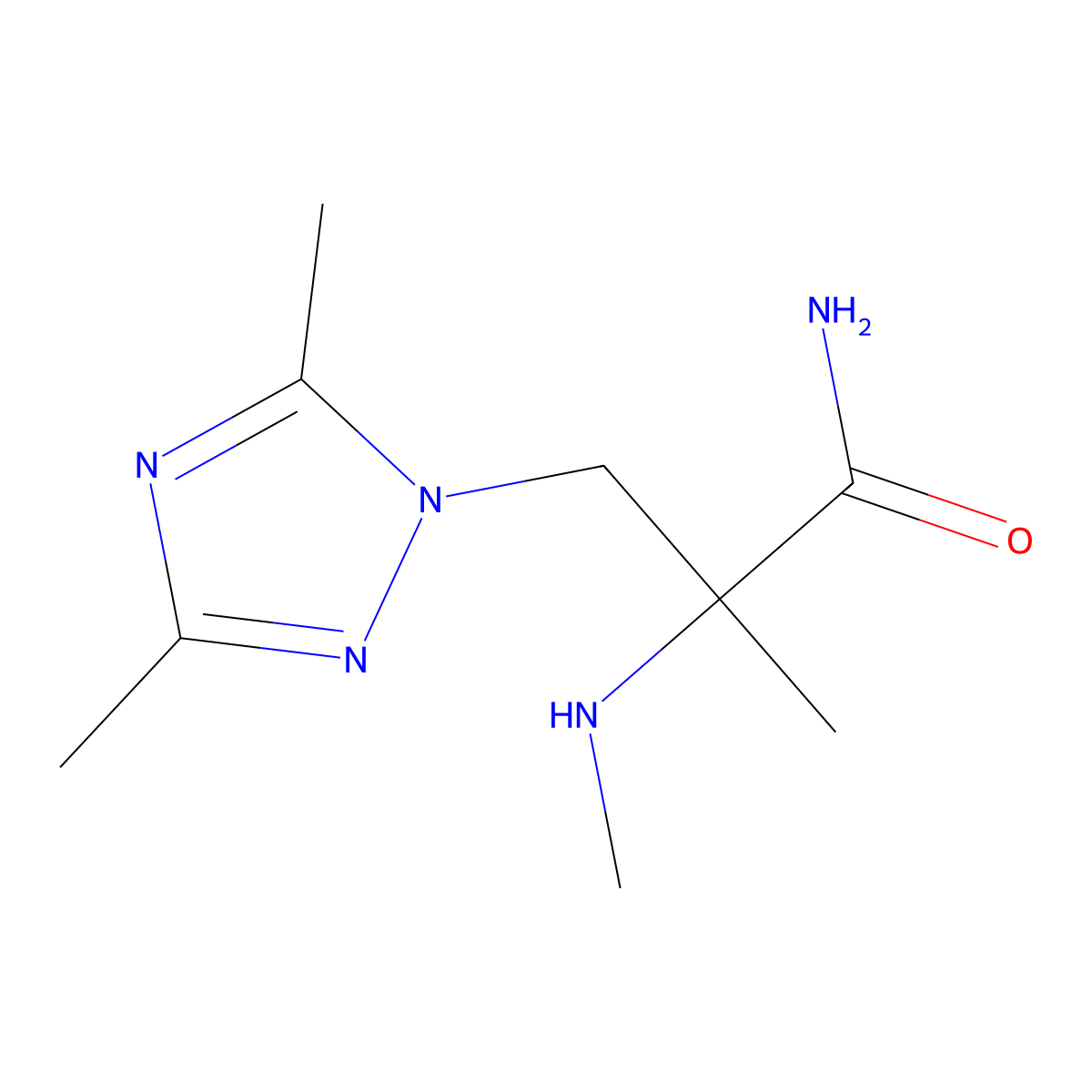 3-(3,5-Dimethyl-1h-1,2,4-triazol-1-yl)-2-methyl-2-(methylamino)propanamide molecular structure, CAS 1249926-12-2