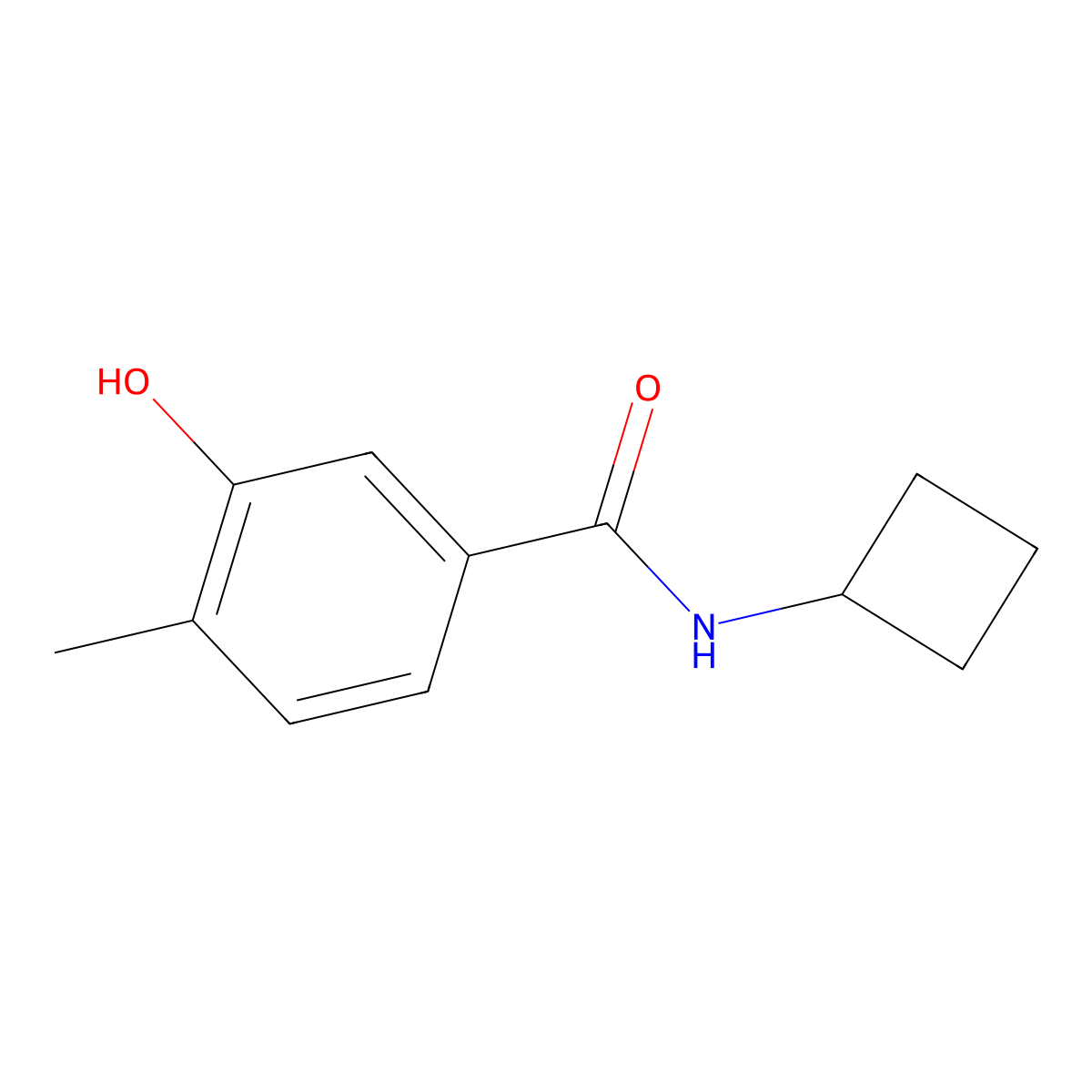 N-cyclobutyl-3-hydroxy-4-methylbenzamide molecular structure, CAS 1249928-81-1