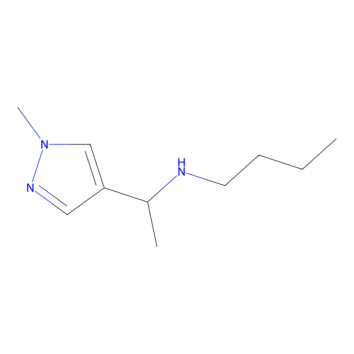 Butyl[1-(1-methyl-1H-pyrazol-4-yl)ethyl]amine molecular structure, CAS 1249929-08-5