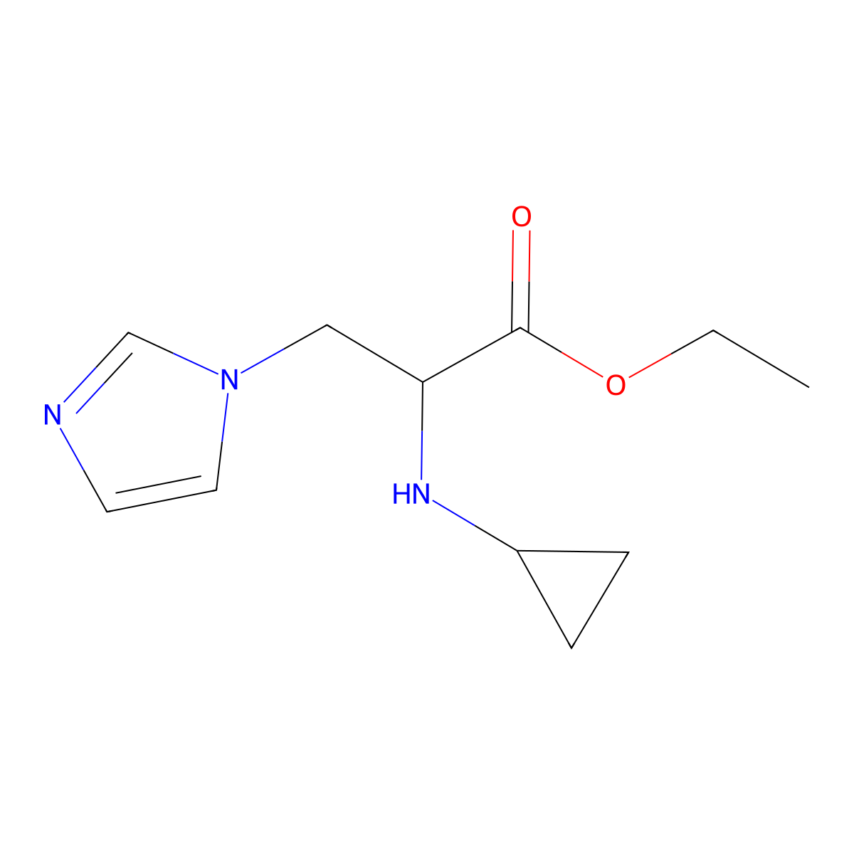 Ethyl 2-(cyclopropylamino)-3-(1h-imidazol-1-yl)propanoate molecular structure, CAS 1249929-29-0