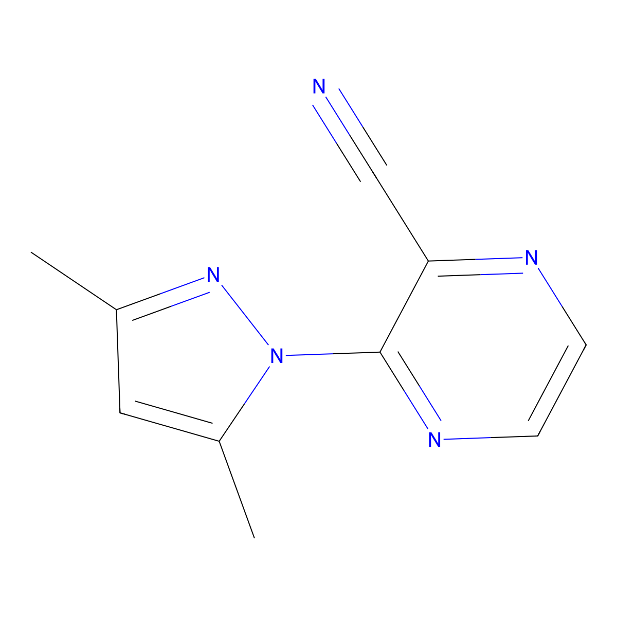 3-(3,5-dimethyl-1H-pyrazol-1-yl)pyrazine-2-carbonitrile molecular structure, CAS 1249929-63-2