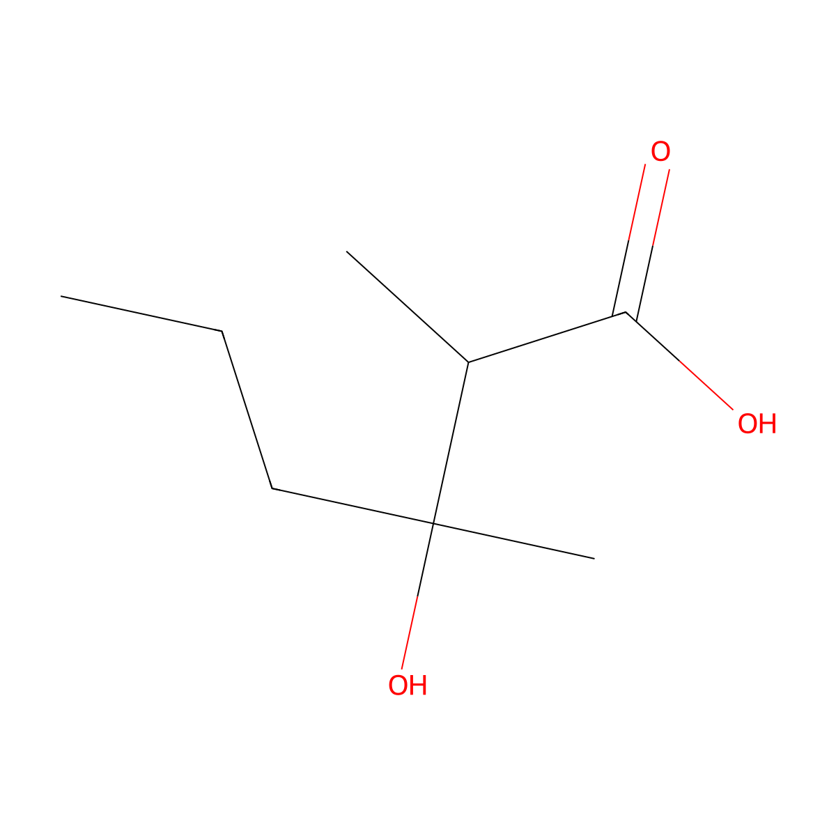 3-Hydroxy-2,3-dimethylhexanoic acid molecular structure, CAS 1249930-87-7