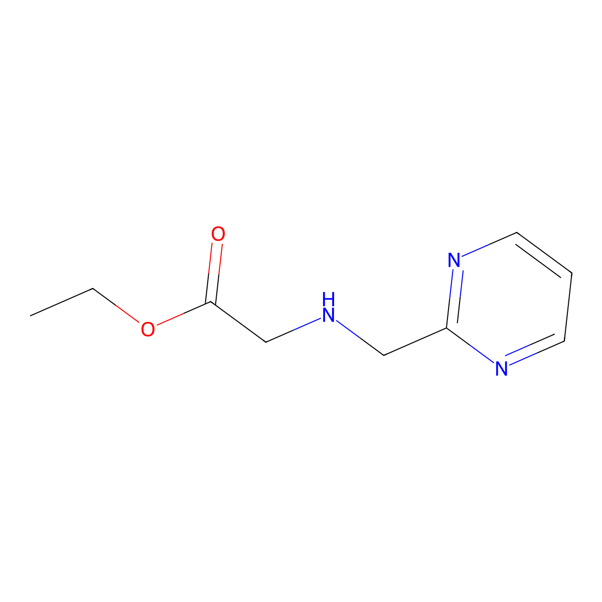 Ethyl 2-[(pyrimidin-2-ylmethyl)amino]acetate molecular structure, CAS 1249932-24-8