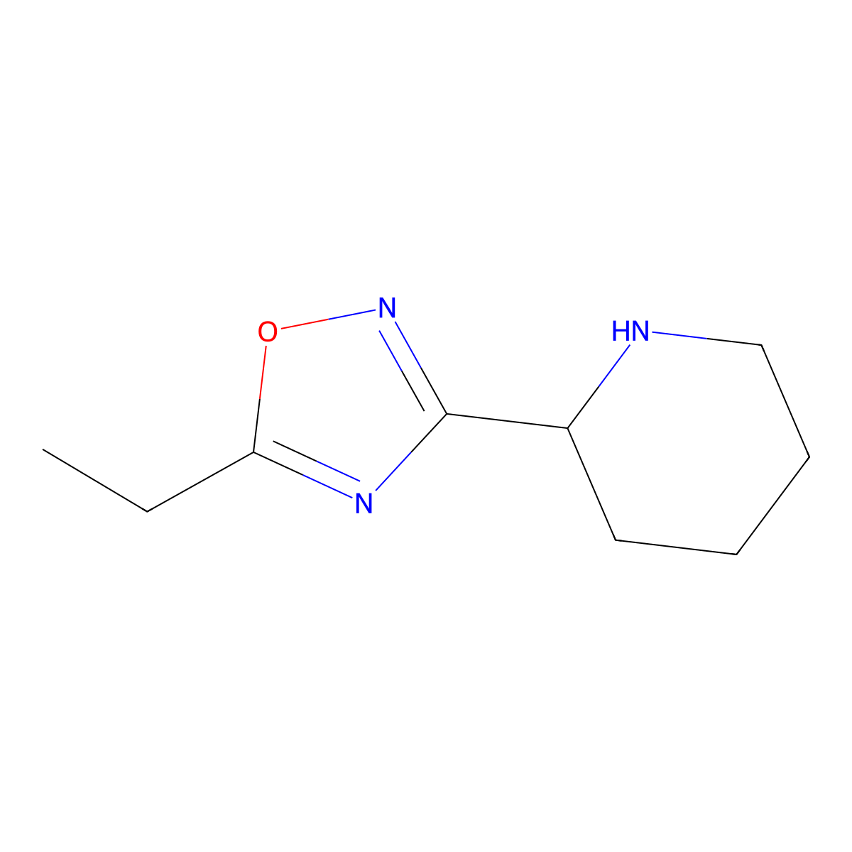 2-(5-Ethyl-1,2,4-oxadiazol-3-yl)piperidine molecular structure, CAS 1249933-71-8