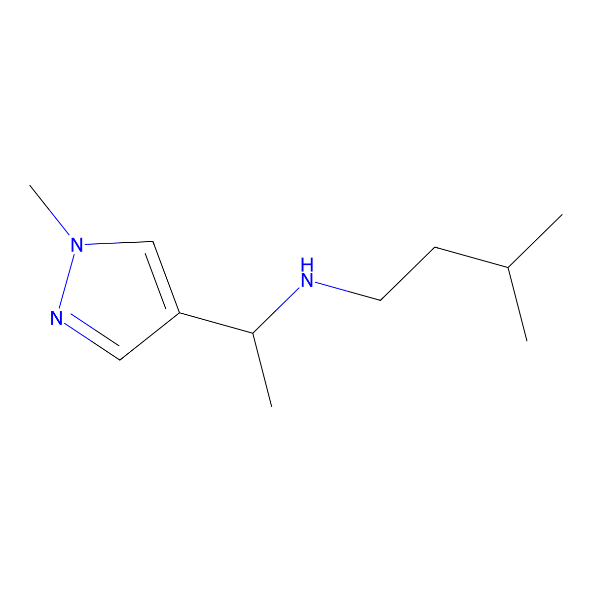 [1-(1-Methyl-1H-pyrazol-4-yl)ethyl](3-methylbutyl)amine molecular structure, CAS 1249935-99-6