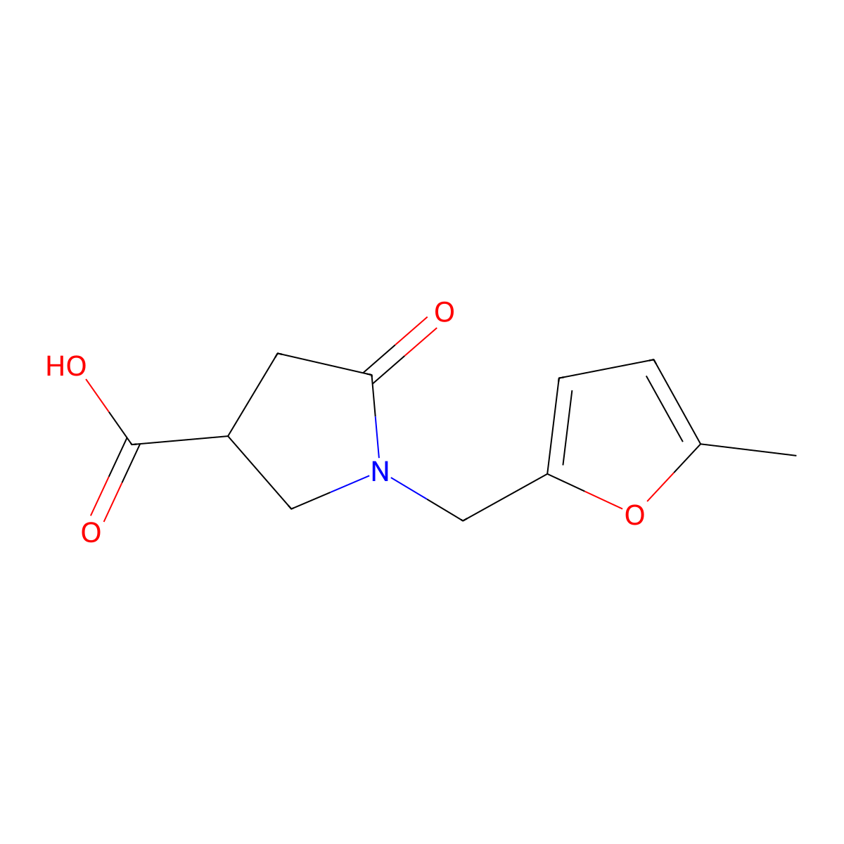 1-[(5-Methylfuran-2-yl)methyl]-5-oxopyrrolidine-3-carboxylic acid molecular structure, CAS 1249943-53-0