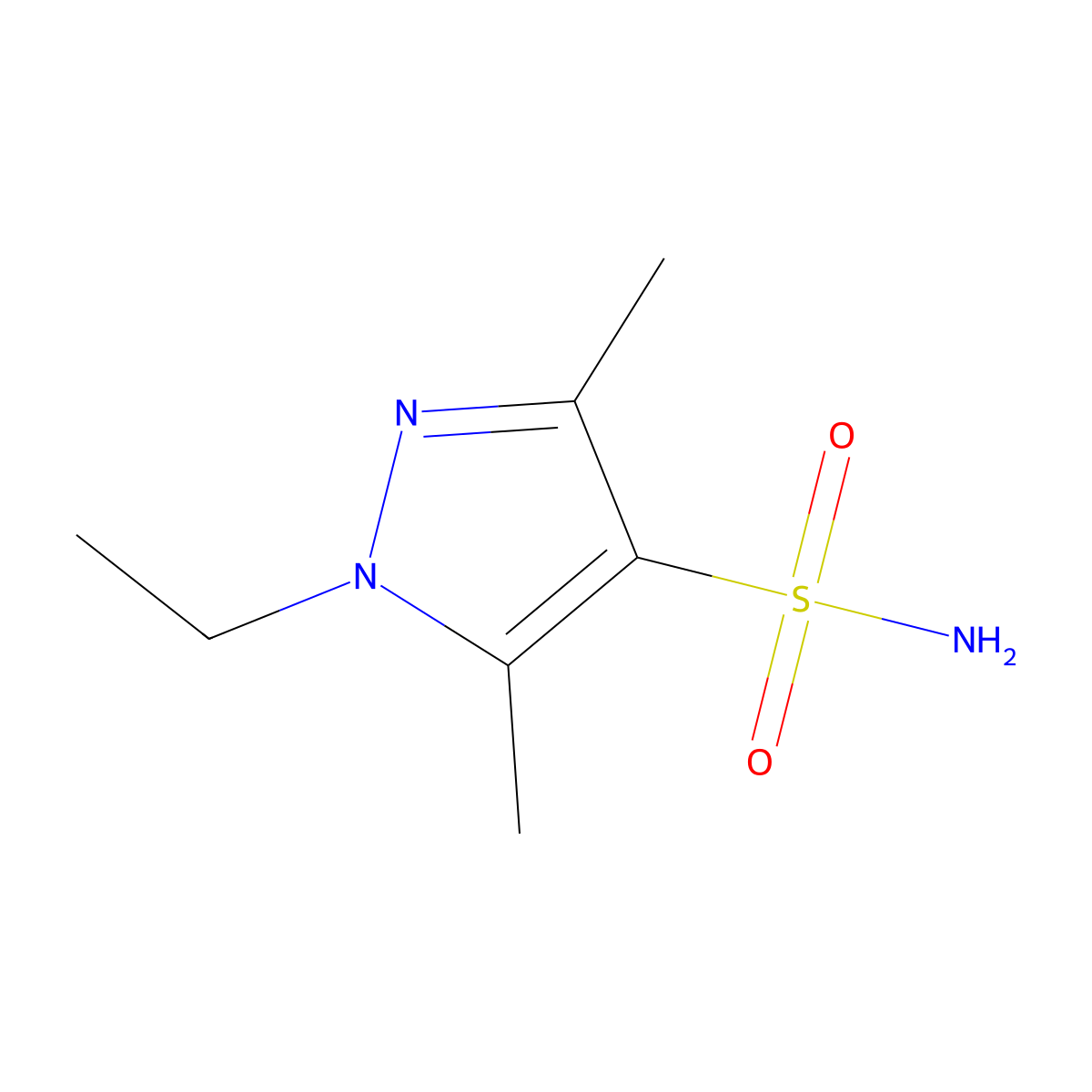 1-Ethyl-3,5-dimethyl-1H-pyrazole-4-sulfonamide molecular structure, CAS 1249944-44-2