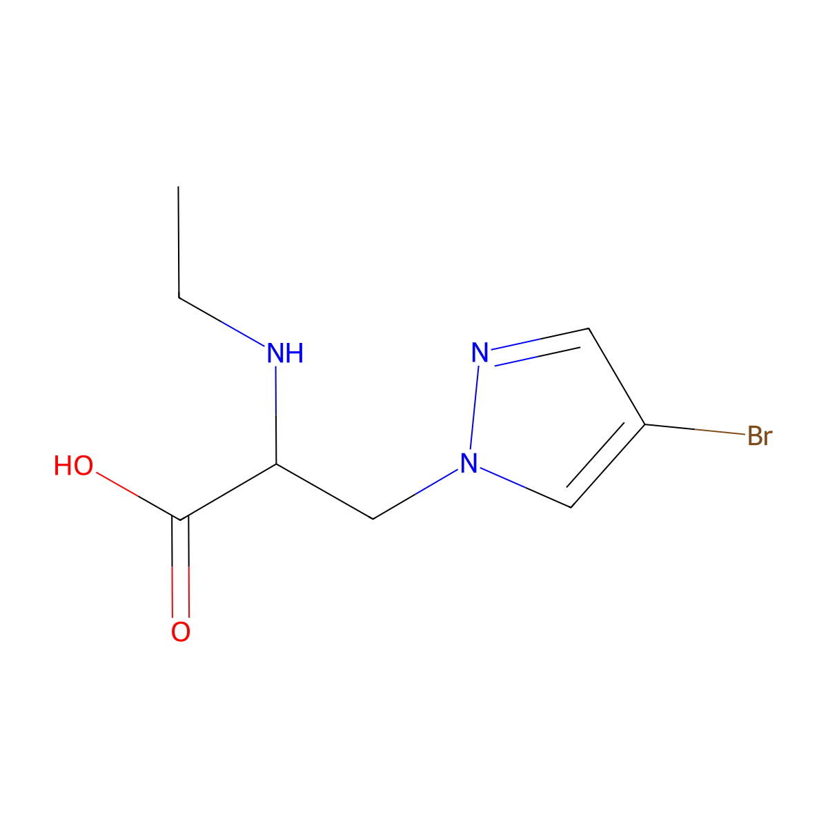 3-(4-Bromo-1h-pyrazol-1-yl)-2-(ethylamino)propanoic acid molecular structure, CAS 1249946-10-8