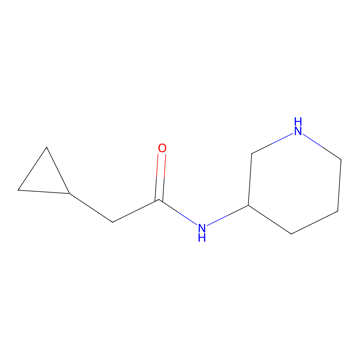 2-cyclopropyl-N-(piperidin-3-yl)acetamide molecular structure, CAS 1249947-34-9