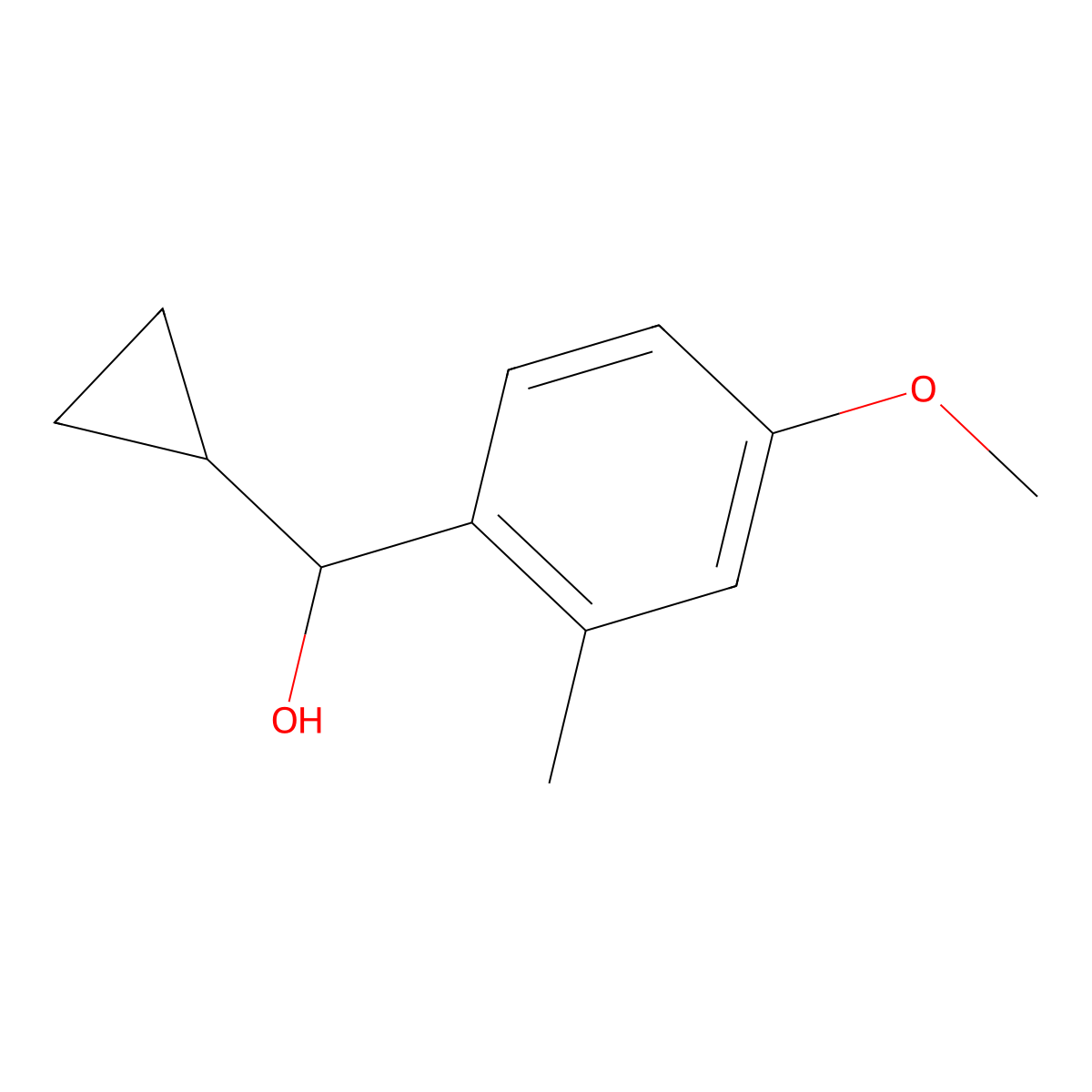Cyclopropyl(4-methoxy-2-methylphenyl)methanol molecular structure, CAS 1249951-65-2