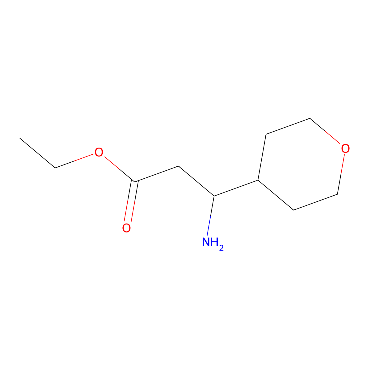 Ethyl 3-amino-3-(oxan-4-yl)propanoate molecular structure, CAS 1249952-01-9