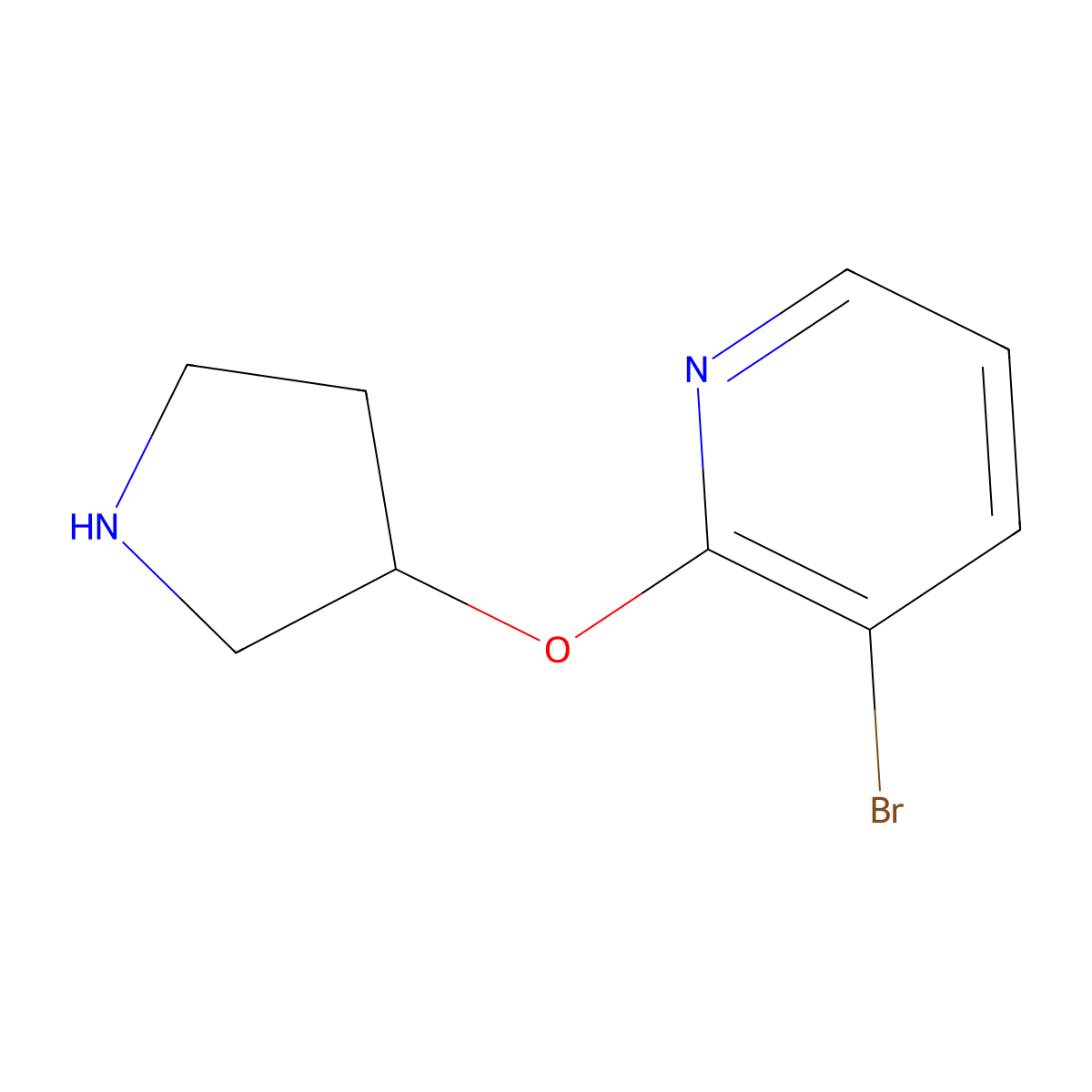 3-Bromo-2-(pyrrolidin-3-yloxy)pyridine molecular structure, CAS 1249952-04-2