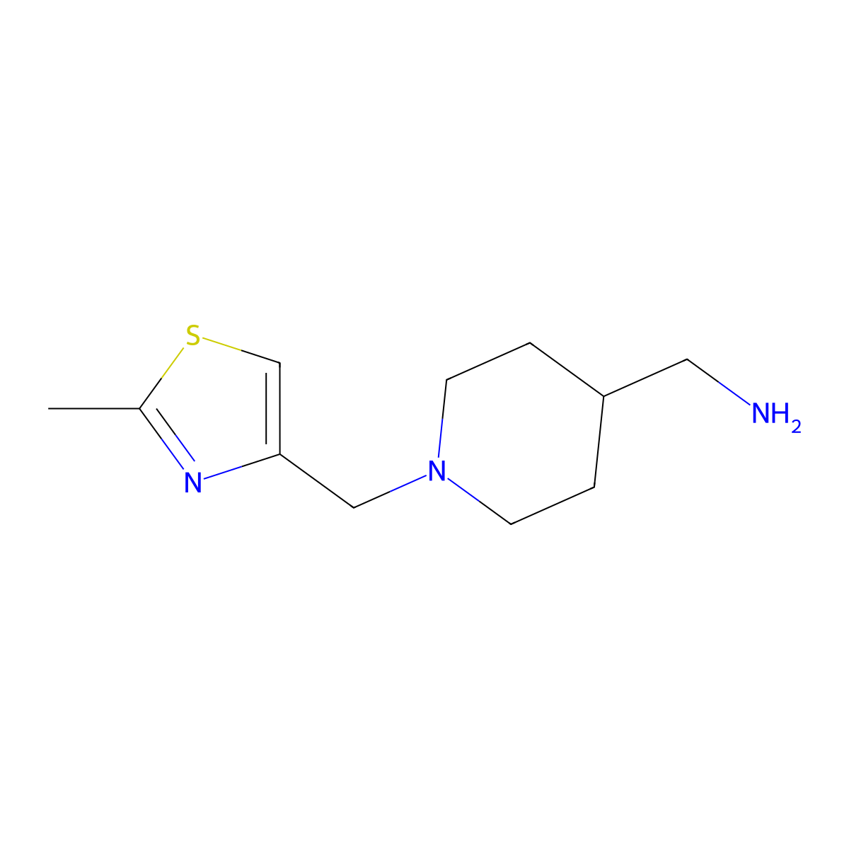 {1-[(2-Methyl-1,3-thiazol-4-yl)methyl]piperidin-4-yl}methanamine molecular structure, CAS 1249955-95-0