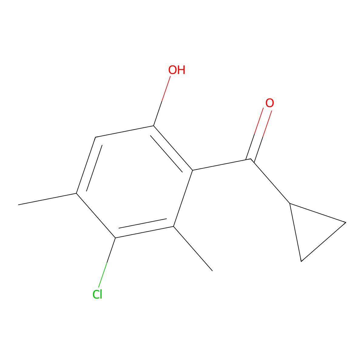 4-Chloro-2-cyclopropanecarbonyl-3,5-dimethylphenol molecular structure, CAS 1249956-84-0