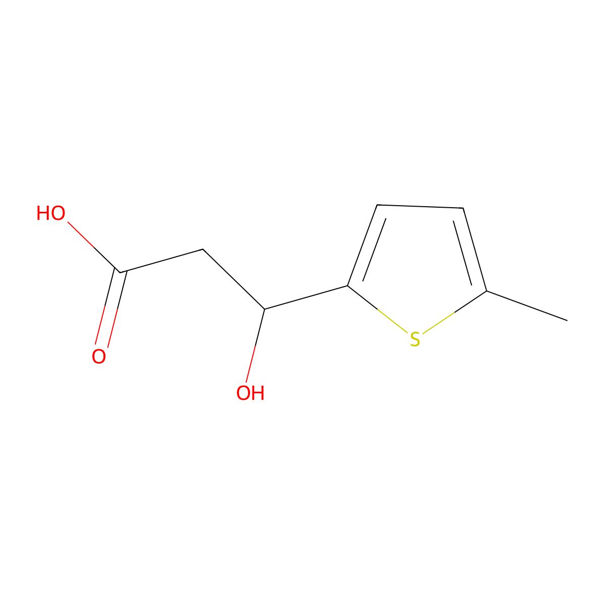 3-Hydroxy-3-(5-methylthiophen-2-yl)propanoic acid molecular structure, CAS 1249958-27-7