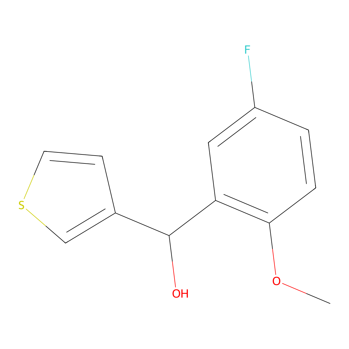 3-Fluoro-6-methoxyphenyl-(3-thienyl)methanol molecular structure, CAS 1249959-68-9