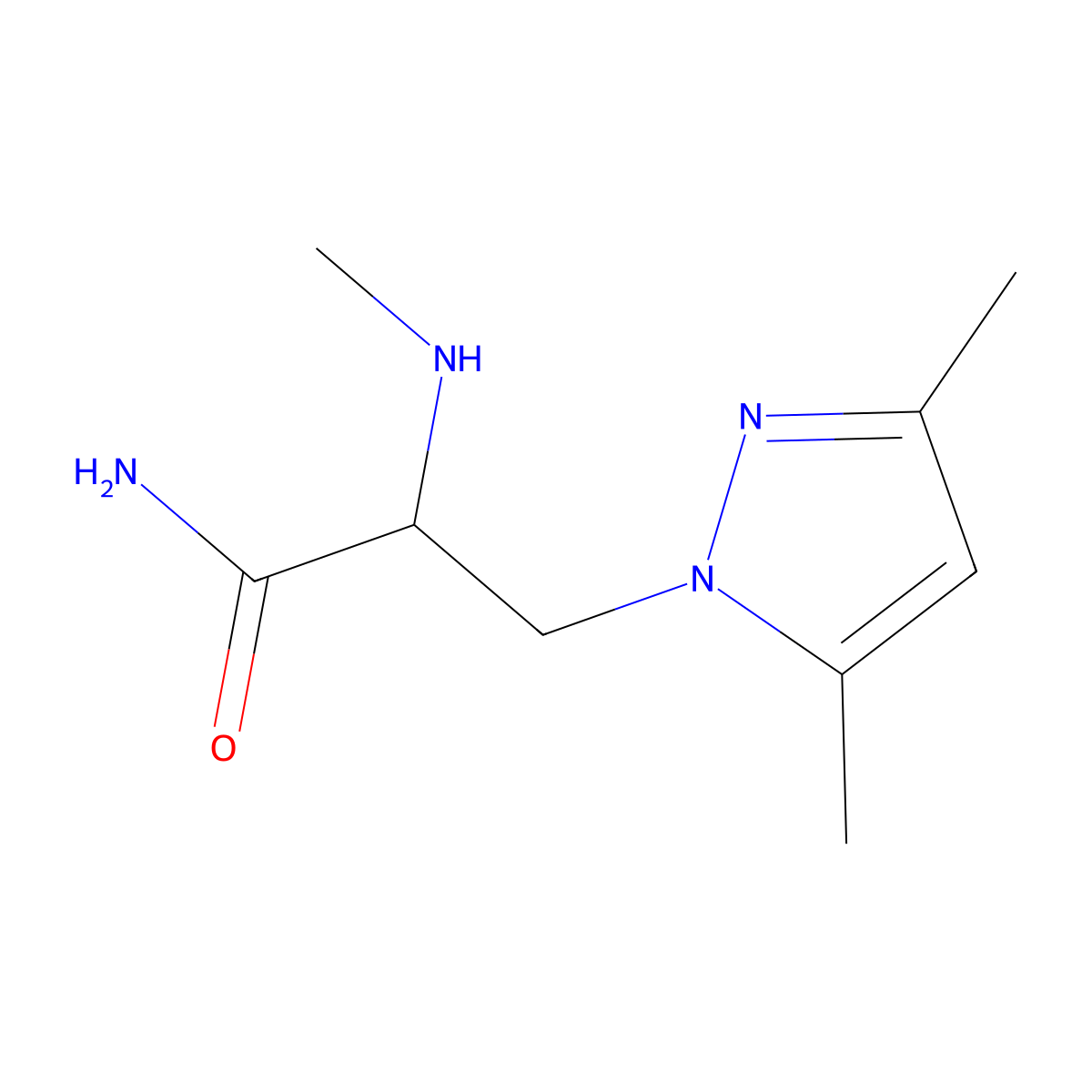 3-(3,5-Dimethyl-1h-pyrazol-1-yl)-2-(methylamino)propanamide molecular structure, CAS 1249961-54-3