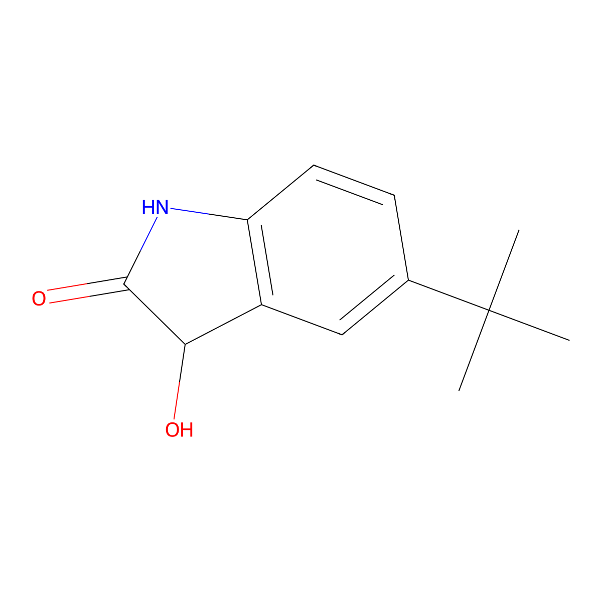 5-(Tert-butyl)-3-hydroxyindolin-2-one molecular structure, CAS 1249966-00-4