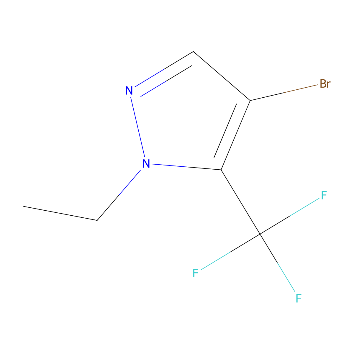 4-bromo-1-ethyl-5-(trifluoromethyl)-1H-pyrazole molecular structure, CAS 1249968-22-6