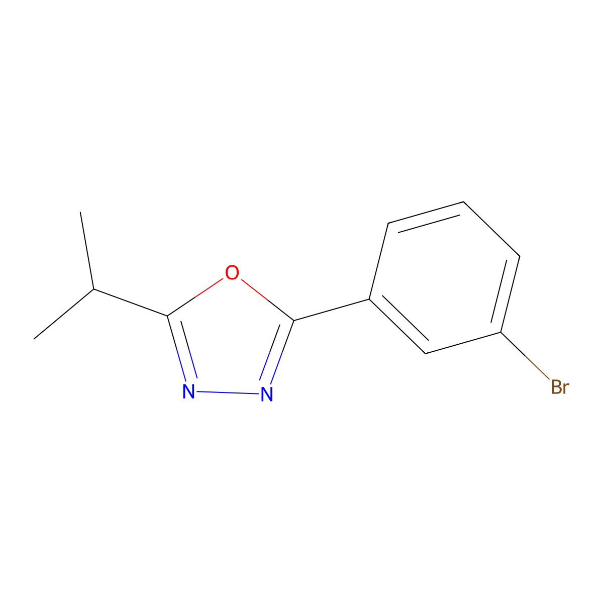 2-(3-Bromophenyl)-5-(propan-2-yl)-1,3,4-oxadiazole molecular structure, CAS 1249968-66-8