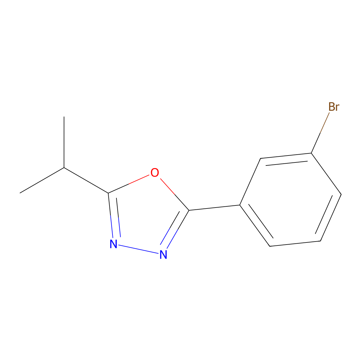 2-(3-Bromophenyl)-5-(propan-2-yl)-1,3,4-oxadiazole molecular structure, CAS 1249968-66-8