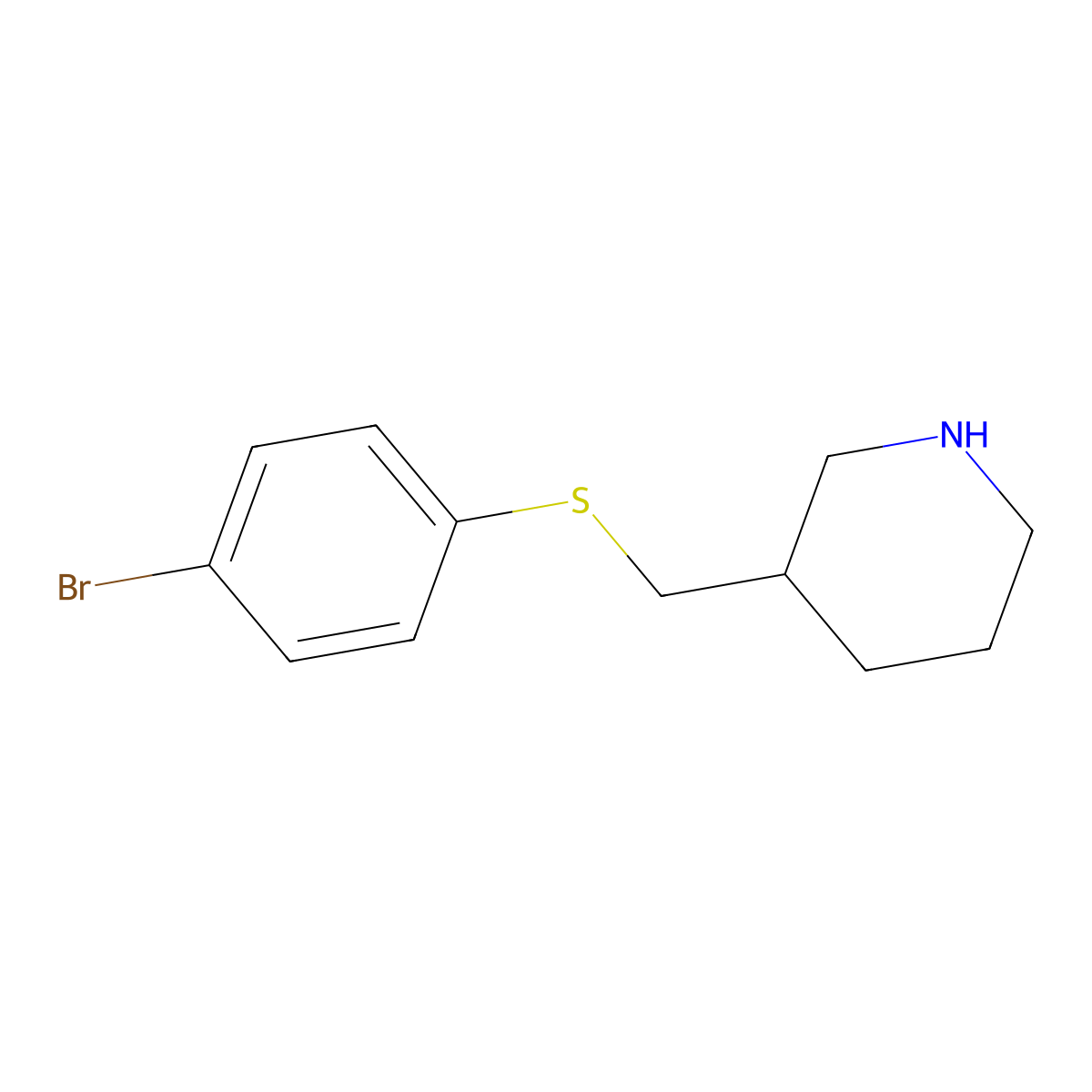 3-{[(4-Bromophenyl)sulfanyl]methyl}piperidine molecular structure, CAS 1249972-00-6