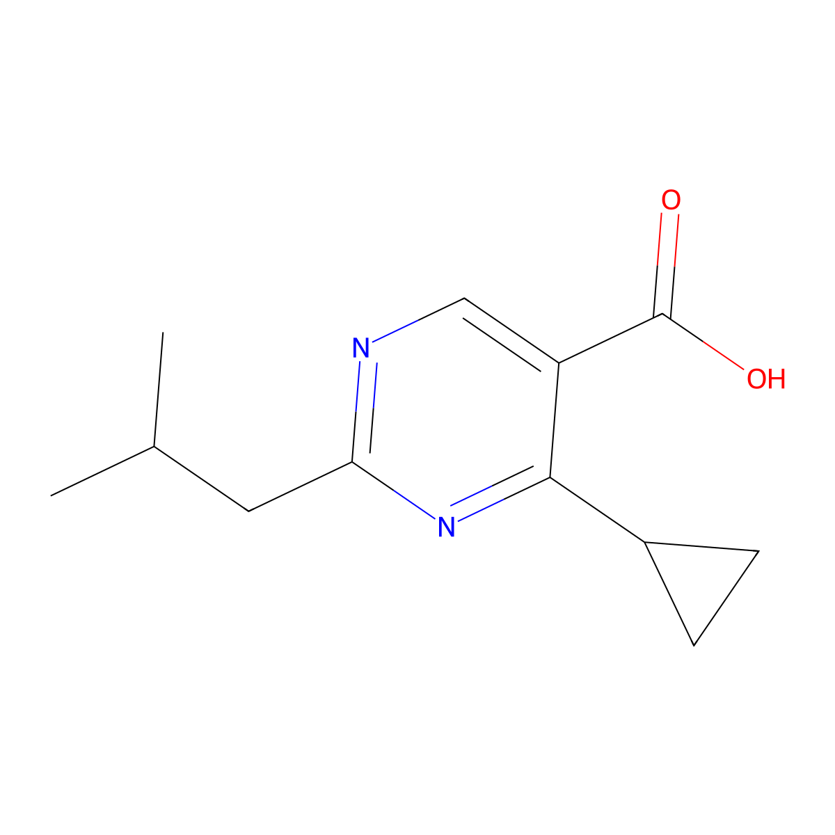 4-Cyclopropyl-2-isobutylpyrimidine-5-carboxylic acid molecular structure, CAS 1249972-15-3
