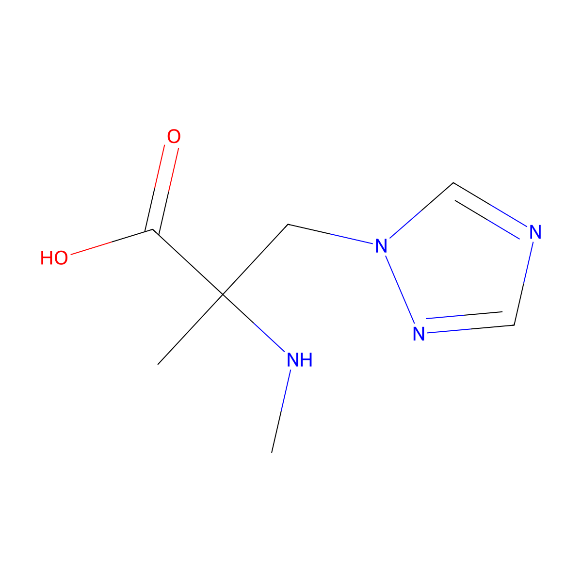 2-Methyl-2-(methylamino)-3-(1h-1,2,4-triazol-1-yl)propanoic acid molecular structure, CAS 1249973-07-6