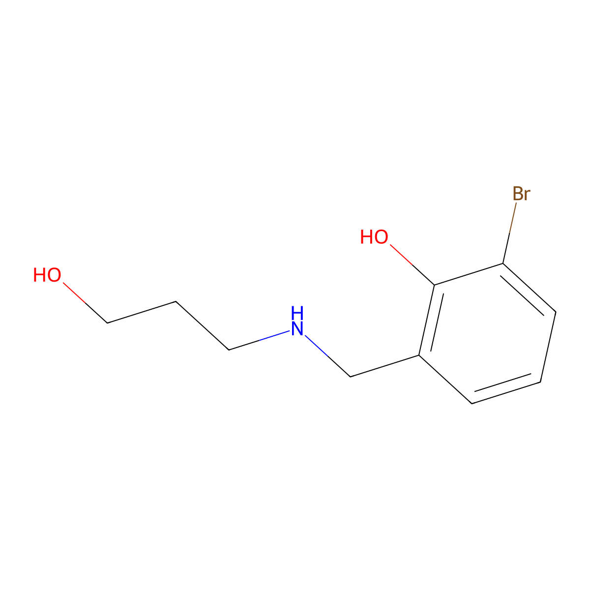2-Bromo-6-{[(3-hydroxypropyl)amino]methyl}phenol molecular structure, CAS 1249973-13-4